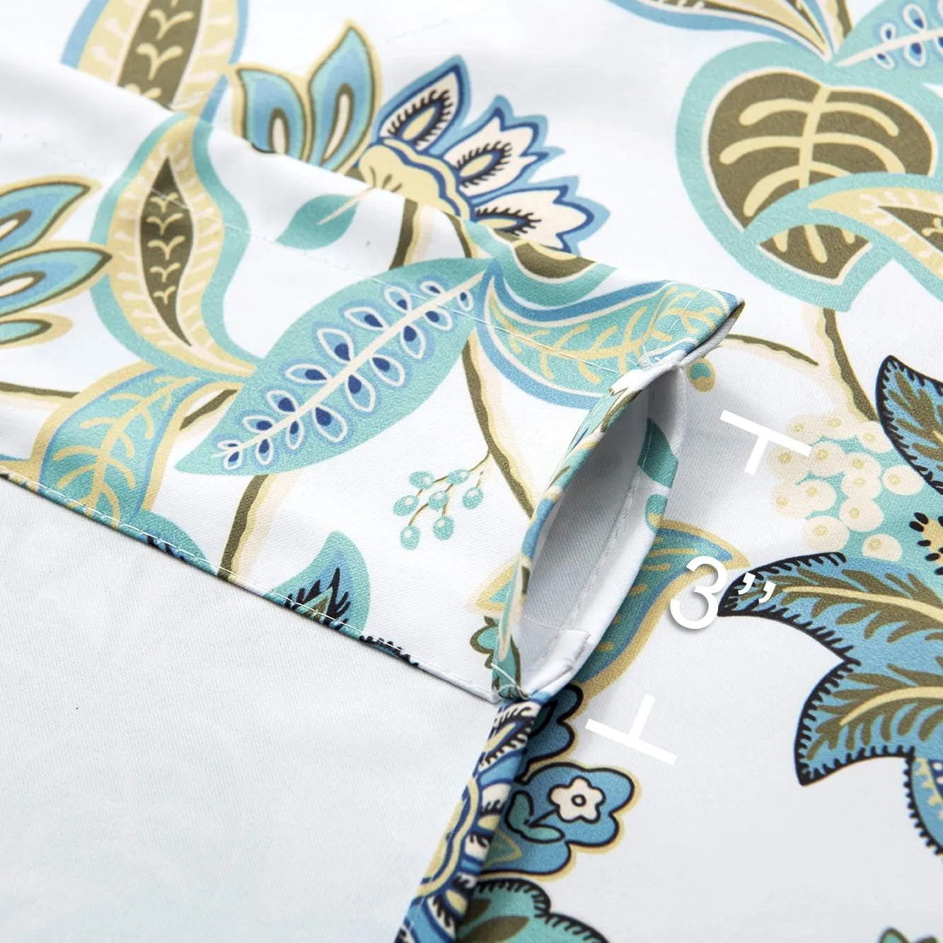Summer Green Floral Valances for Windows, Multicolor Flower Room DarkeningRod Pocket Small Curtains Valance for Kitchen Cafe Living Room Bathroom 52" x 14", Turquoise Blue/Green