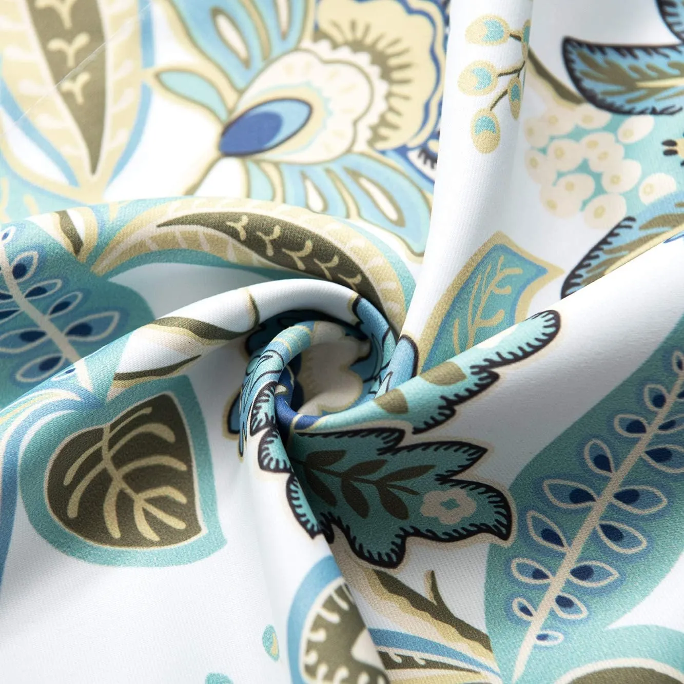 Summer Green Floral Valances for Windows, Multicolor Flower Room DarkeningRod Pocket Small Curtains Valance for Kitchen Cafe Living Room Bathroom 52" x 14", Turquoise Blue/Green