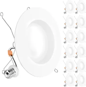 Sunco 12 Pack 6 Inch LED Can Lights, Retrofit Recessed Lighting, Smooth Trim, 965 LM, 13W (75W Equivalent), 5000K Daylight, Dimmable, Damp Rated UL