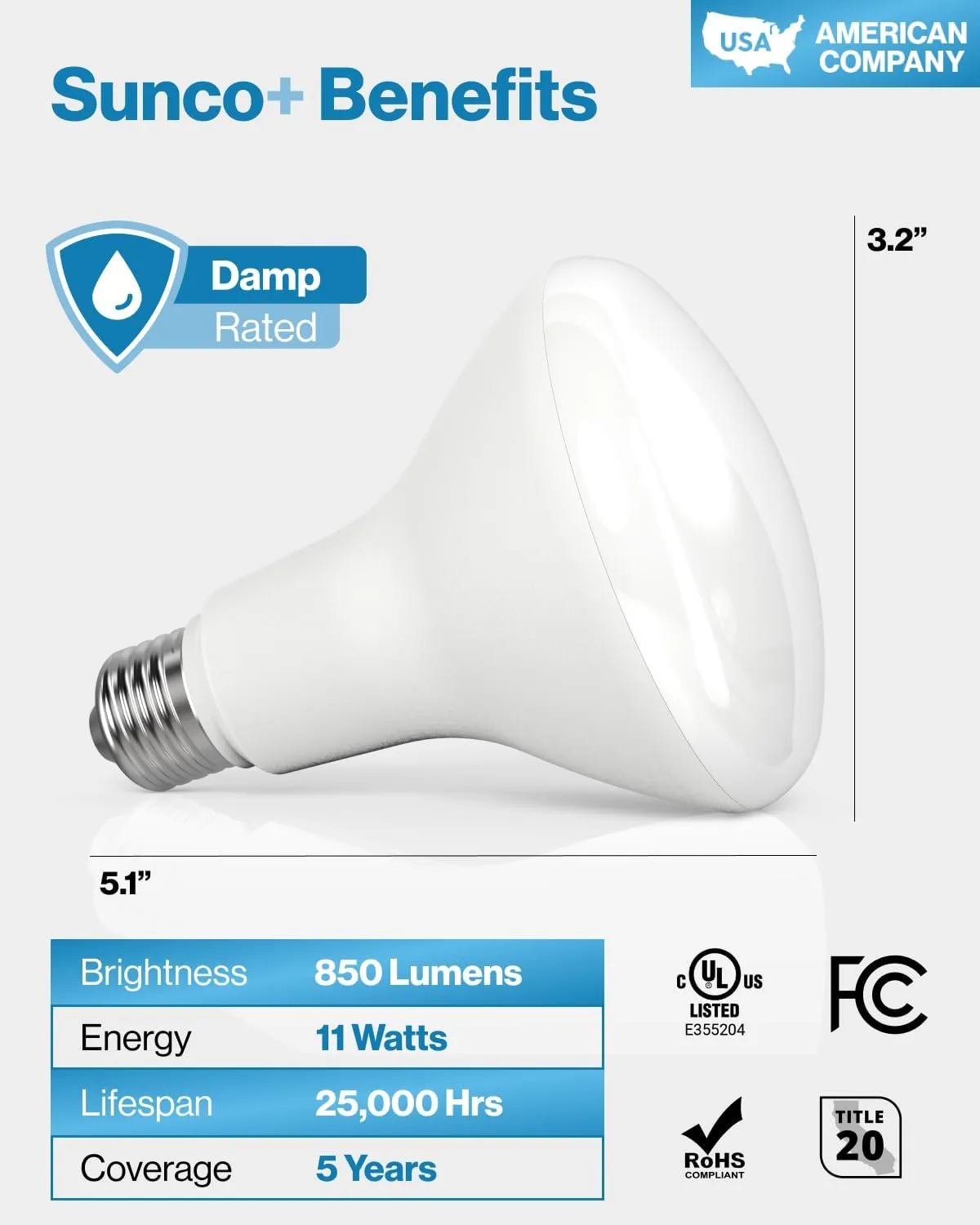 Sunco 12 Pack BR30 Light Bulbs LED, Recessed Can Light Bulbs, Indoor Flood Bulb, 850 LM, 11W (65W Equivalent), 6000K Daylight Deluxe, Dimmable, E26 Base, for Home, Kitchen, Bedroom UL.