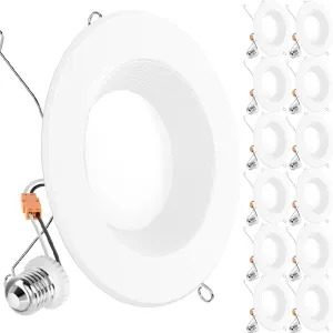 Sunco 12 Pack Retrofit LED Recessed Lighting 6 Inch, Downlight Can Lights for Ceiling, Baffle Trim, 965 LM, 13W (120W Equivalent), 3000K Warm White, Dimmable, Damp Rated UL.