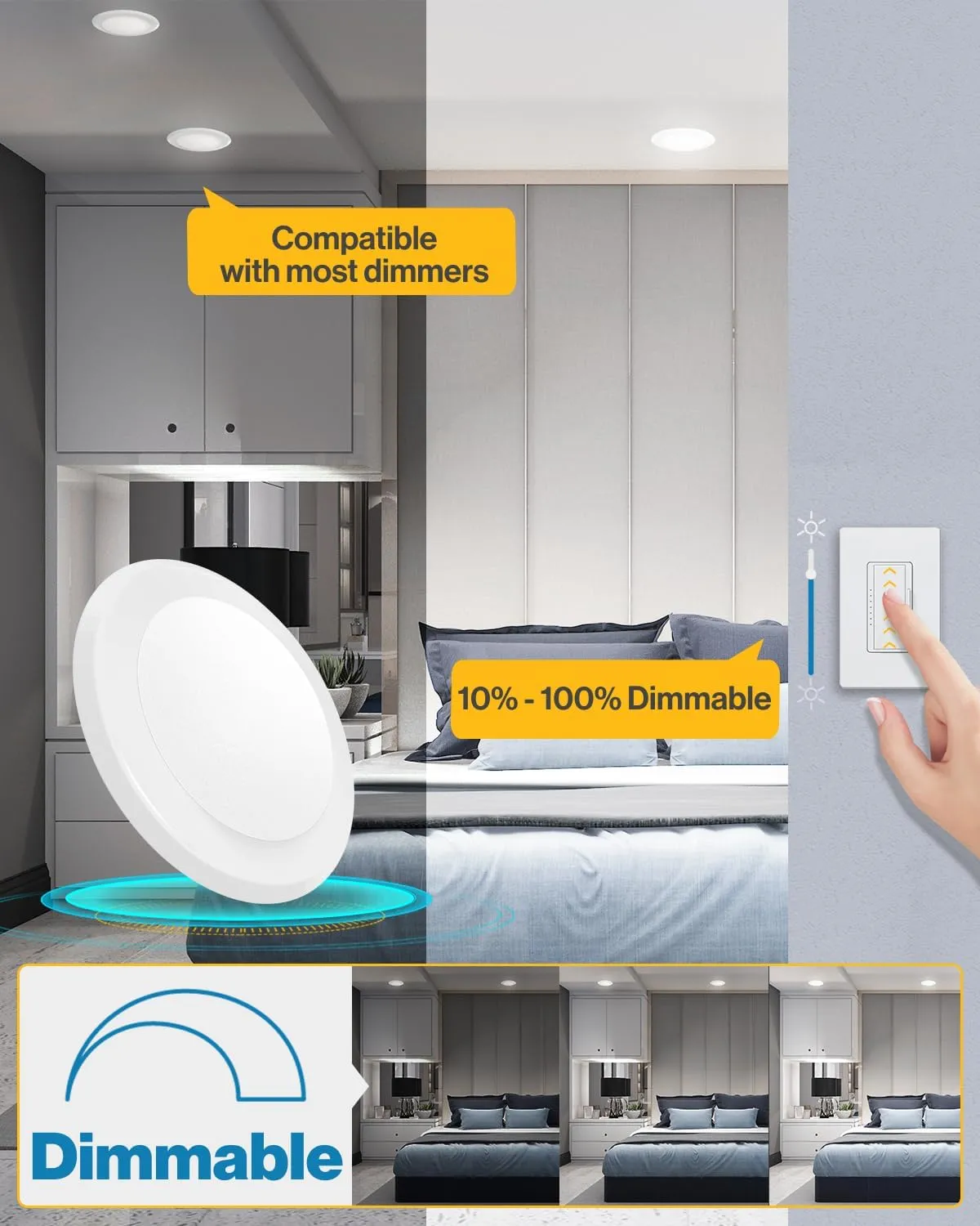 Sunco 24 Pack 5/6 Inch LED Disk Lights, Disc Lights Ceiling, LED Flush Mount Recessed Can Lighting, 1050 LM, 2700K Soft White, Dimmable, 15W=75W, Damp Rated ETL