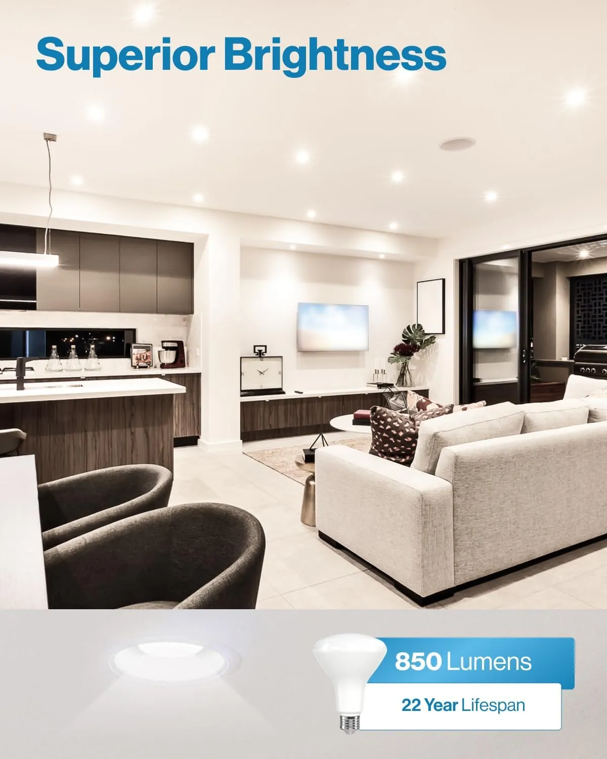 Sunco 6 Pack BR30 Light Bulbs LED, Recessed Can Light Bulbs, Indoor Flood Bulb, 850 LM, 11W (65W Equivalent), 4000K Cool White, Dimmable, E26 Base, for Home, Kitchen, Bedroom UL.