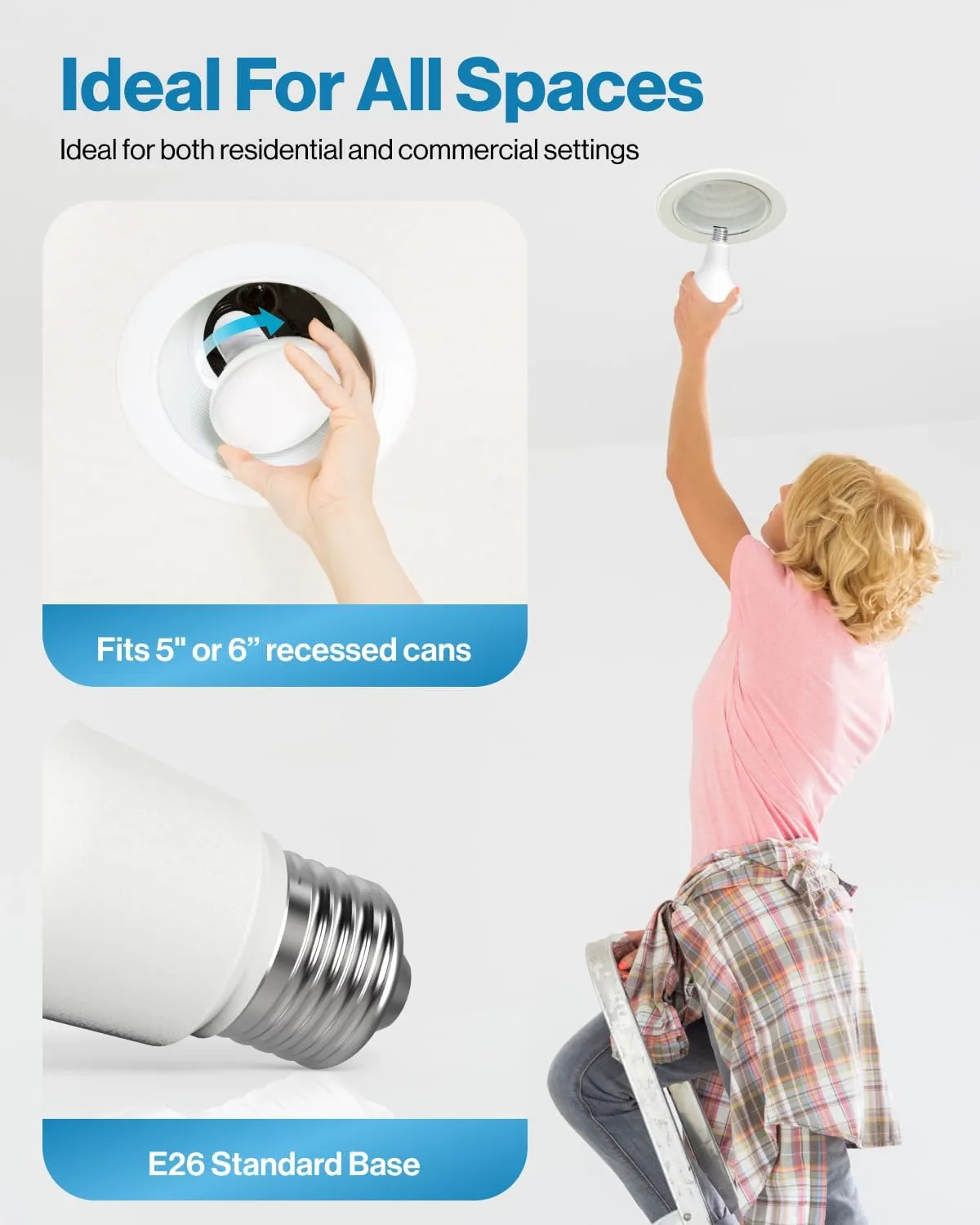 Sunco 6 Pack BR30 Light Bulbs LED, Recessed Can Light Bulbs, Indoor Flood Bulb, 850 LM, 11W (65W Equivalent), 4000K Cool White, Dimmable, E26 Base, for Home, Kitchen, Bedroom UL.