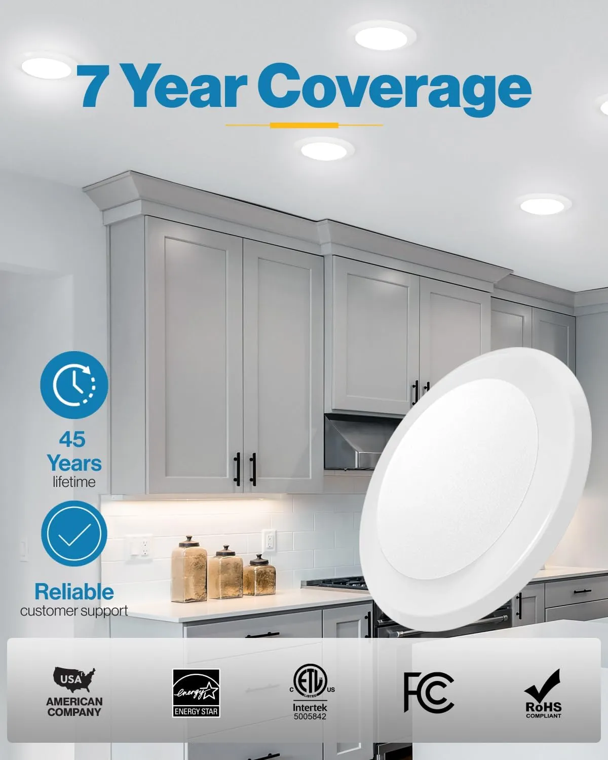 Sunco LED Disc Lights Ceiling 6 Inch, Flush Mount Disk Light, Recessed Can Lighting, 1050 LM, 15W (75W Equivalent), 5000K Daylight, Dimmable, Damp Rated ETL 4 Pack