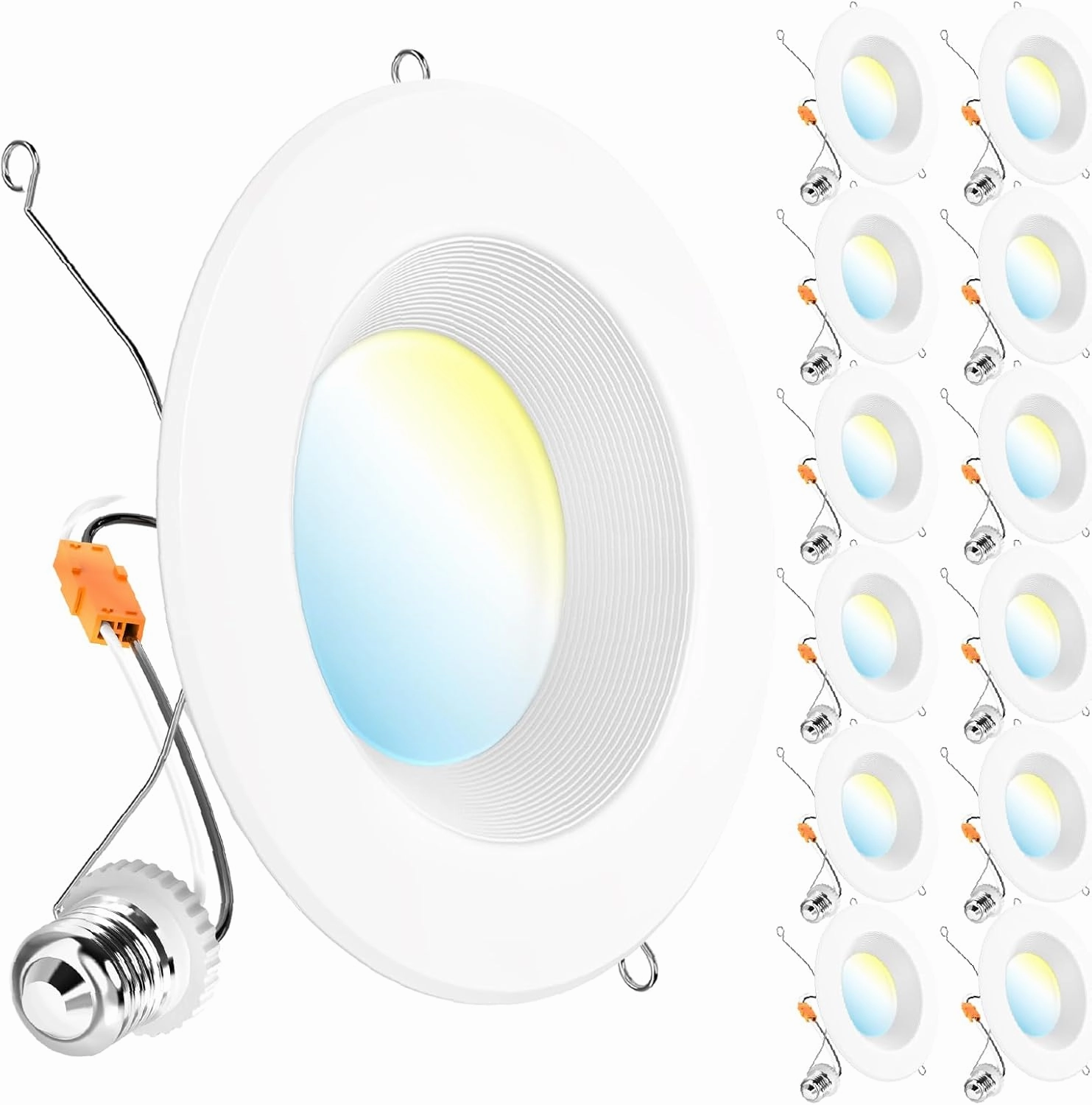 Sunco 12 Pack Recessed Lighting 6 Inch, Retrofit Can Lights, 965LM, 13W (75W Equivalent), Selectable CCT 2700K/3000K/3500K/4000K/5000K, Dimmable, Baffle Trim, Damp Rated UL.