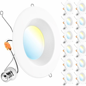 Sunco 12 Pack Recessed Lighting 6 Inch, Retrofit Can Lights, 965LM, 13W (75W Equivalent), Selectable CCT 2700K/3000K/3500K/4000K/5000K, Dimmable, Baffle Trim, Damp Rated UL.
