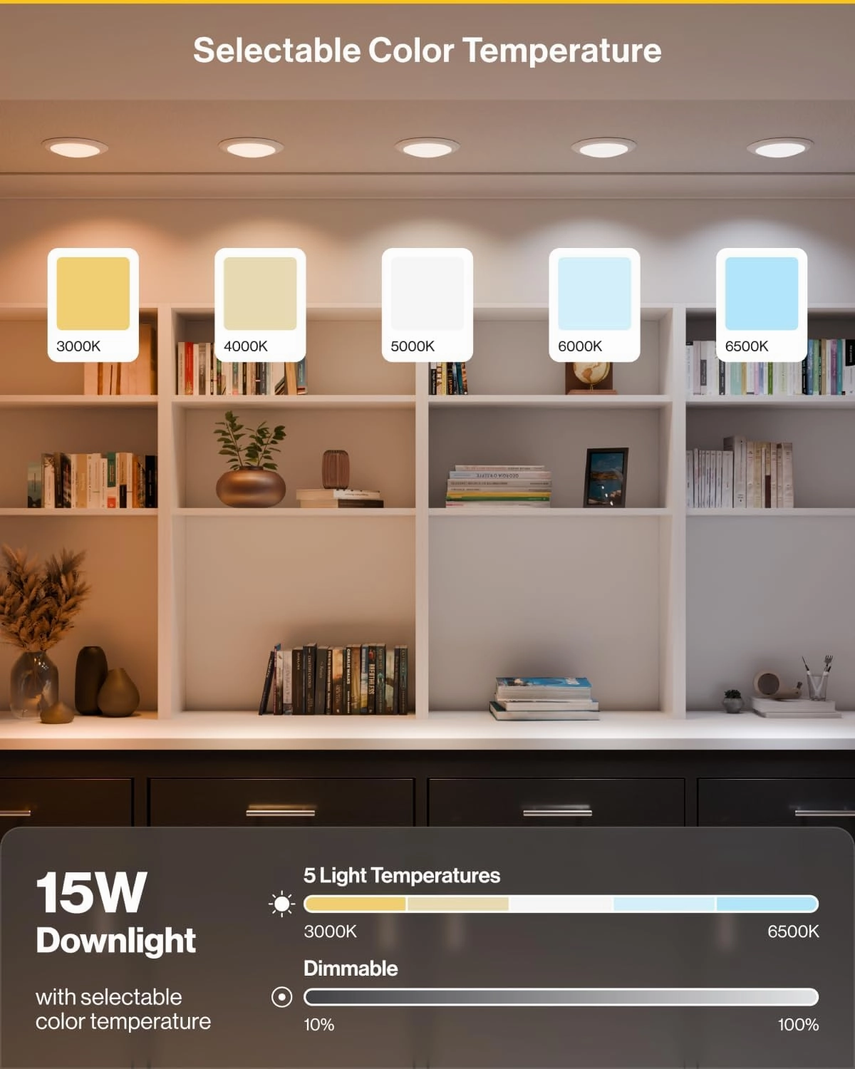 Sunco 48 Pack LED Disc Lights Ceiling 6 Inch, Flush Mount Disk Light, Recessed Can Lighting, 1050 LM, 15W (75W Equivalent), Selectable CCT 3000K/4000K/5000K/6000K/6500K, Dimmable, Damp Rated ETL
