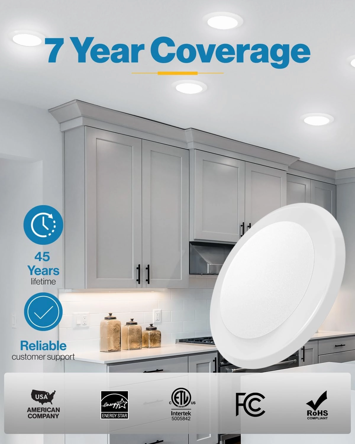 Sunco LED Disc Lights Ceiling 6 Inch, Flush Mount Disk Light, Recessed Can Lighting, 1050 LM, 15W (75W Equivalent), 4000K Cool White, Dimmable, Damp Rated ETL 4 Pack
