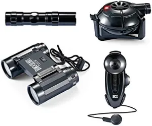 Sunny Days Entertainment Surveillance Kit – Kids Spy Toy | Electronic Motion Sensor Device for Spying | Binoculars and Bright Flashlight with Microphone - Maxx Action