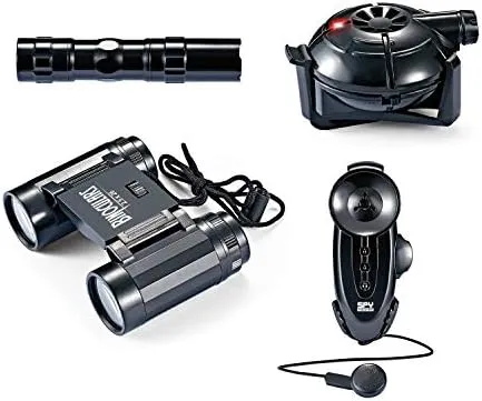 Sunny Days Entertainment Surveillance Kit – Kids Spy Toy | Electronic Motion Sensor Device for Spying | Binoculars and Bright Flashlight with Microphone - Maxx Action