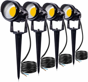 SUNVIE 12W LED Landscape Lighting Low Voltage (AC/DC 12V) Waterproof Garden Pathway Lights Super Warm White (900LM) Walls Trees Flags Outdoor Spotlights with Spike Stand (4 Pack)