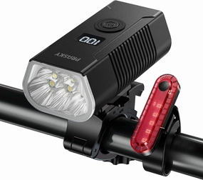 Super Bright Bike Lights for Night Riding, USB Rechargeable Mountain Bicycle Headlight, Waterproof, 6 4 Light Modes Bike Light Set for Cyclists and Commuters