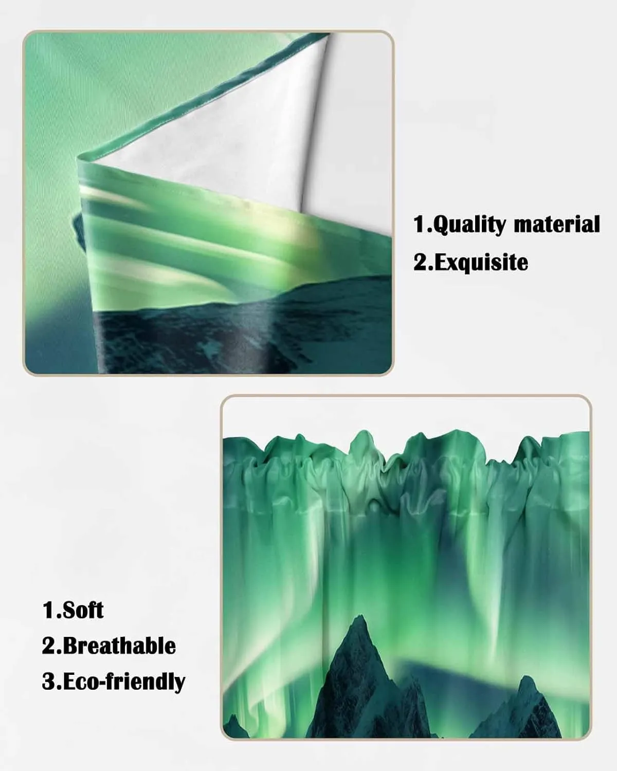 Swag Curtains, Winter Polar Lights Ice Islands Ocean Scenery Light Green Rod Pocket Window Topper Curtains Valances for Kitchen Bedroom Living Room 2 Panel, 36"x36"
