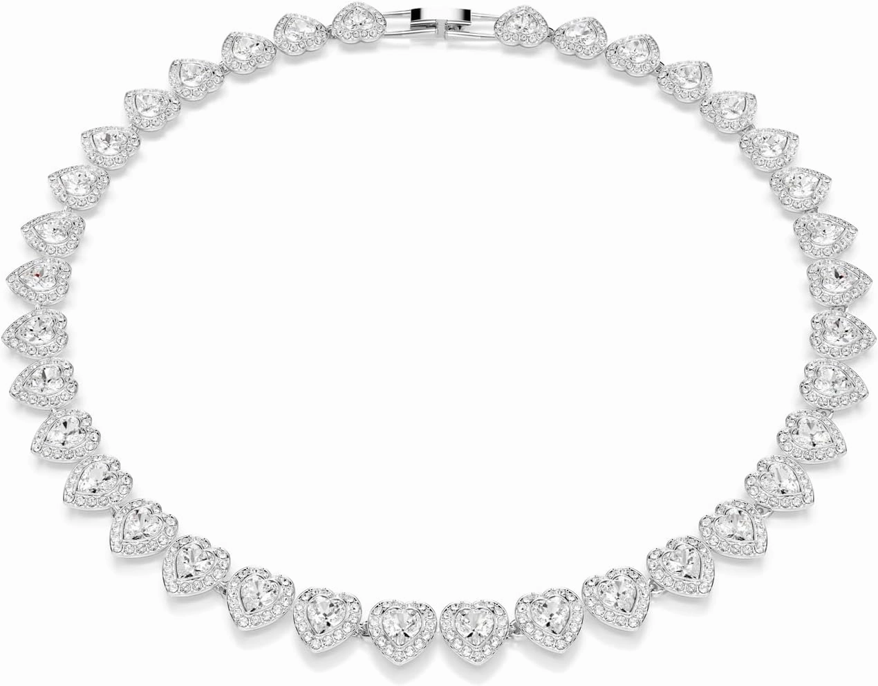 Swarovski Ariana Grande Heart All-Around Tennis Style Crystal Necklace in Rhodium Finish - Part of the Ariana Grande x Capsule Collection