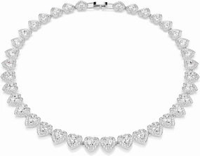 Swarovski Ariana Grande Heart All-Around Tennis Style Crystal Necklace in Rhodium Finish - Part of the Ariana Grande x Capsule Collection