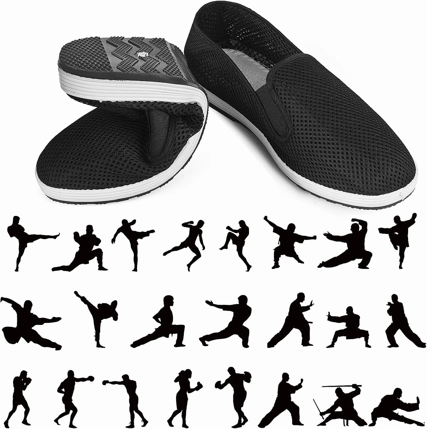 Tai Chi Shoes Fit for Kung Fu and Martial Arts, Light, Soft, and Breathable Suitable for Indoor/Outdoor Activities, Anti-Slip for Car Driving and Fishing, Black