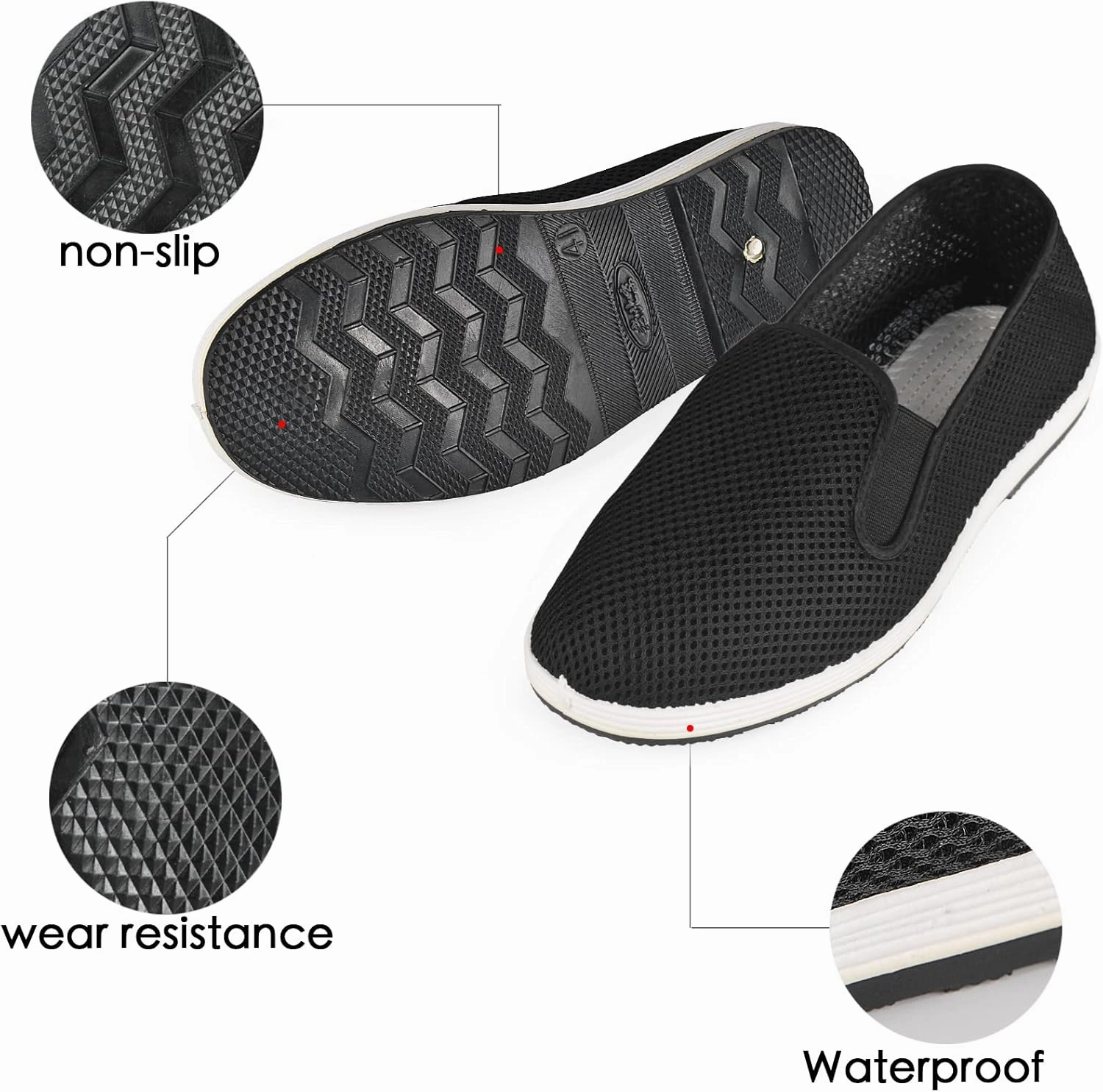 Tai Chi Shoes Fit for Kung Fu and Martial Arts, Light, Soft, and Breathable Suitable for Indoor/Outdoor Activities, Anti-Slip for Car Driving and Fishing, Black