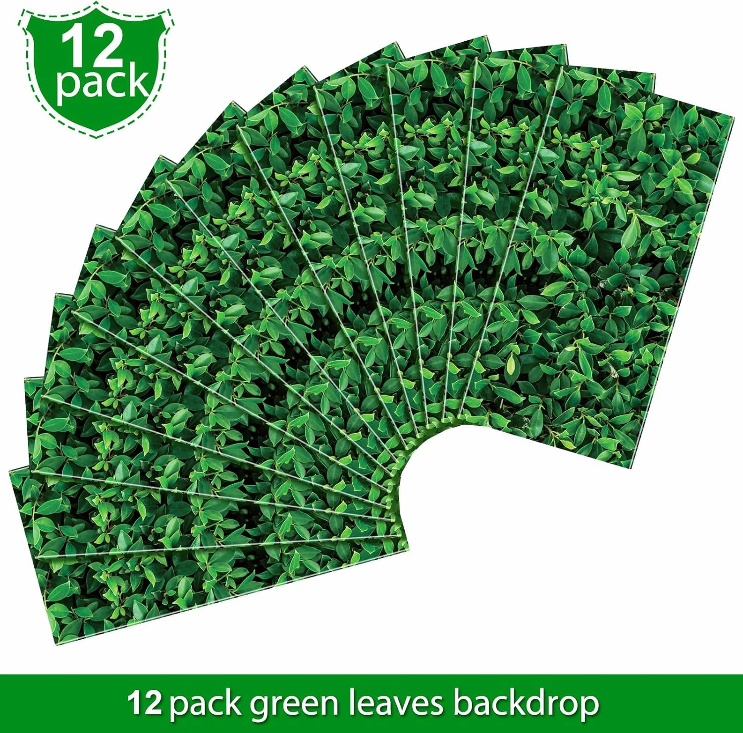 Tatuo 12 Pieces 54 x 108 Inches Jumbo Green Leaves Photography Leaf Backdrop 3D Waterproof Tree Leaves Background Photo Booth Prop Green Leaf Tablecloths for Baby Shower Birthday Party Decoration