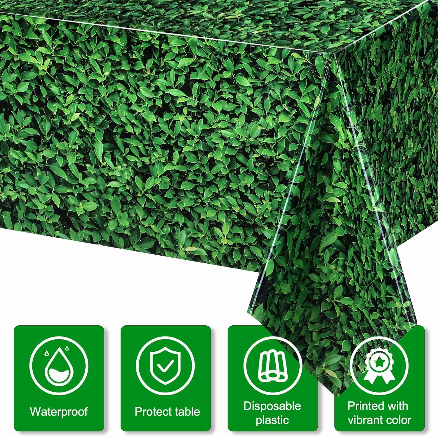 Tatuo 12 Pieces 54 x 108 Inches Jumbo Green Leaves Photography Leaf Backdrop 3D Waterproof Tree Leaves Background Photo Booth Prop Green Leaf Tablecloths for Baby Shower Birthday Party Decoration