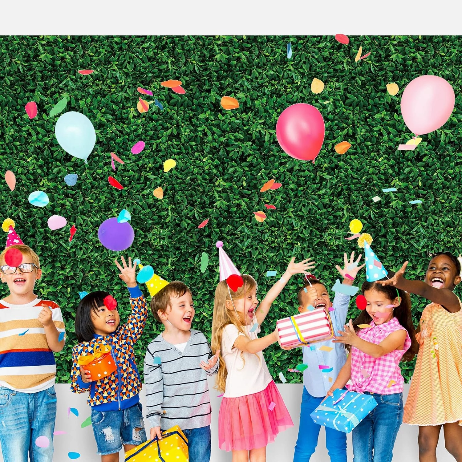 Tatuo 12 Pieces 54 x 108 Inches Jumbo Green Leaves Photography Leaf Backdrop 3D Waterproof Tree Leaves Background Photo Booth Prop Green Leaf Tablecloths for Baby Shower Birthday Party Decoration