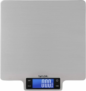 Taylor 22lb Ultra-Precise Digital Stainless Steel Household Kitchen Scale, One, Silver