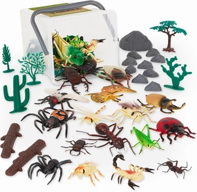 Terra by Battat – Bugs & Reptiles Figurines & Accessories – 60Pc Toy Animal Bucket for Kids – Insect Toys – Lizards, Grasshoppers, Beetles, and More – 3 Years   – Critters & Crawlers World