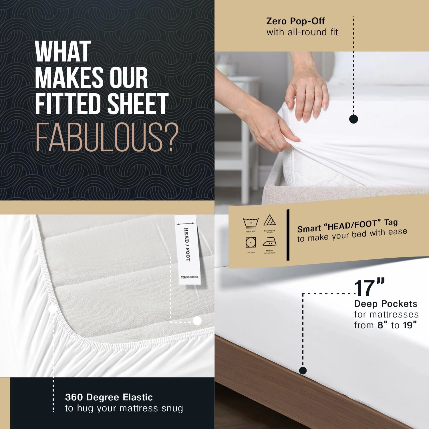 TEXAS LINEN CO. 100% Egyptian Cotton Sheets King Size - 1500 Thread Count King Size Sheets Set, 4 PC Luxury Bedsheet (Light Grey), Soft, Cooling, 17" Deep Pocket Sateen Weave Bedsheet Set
