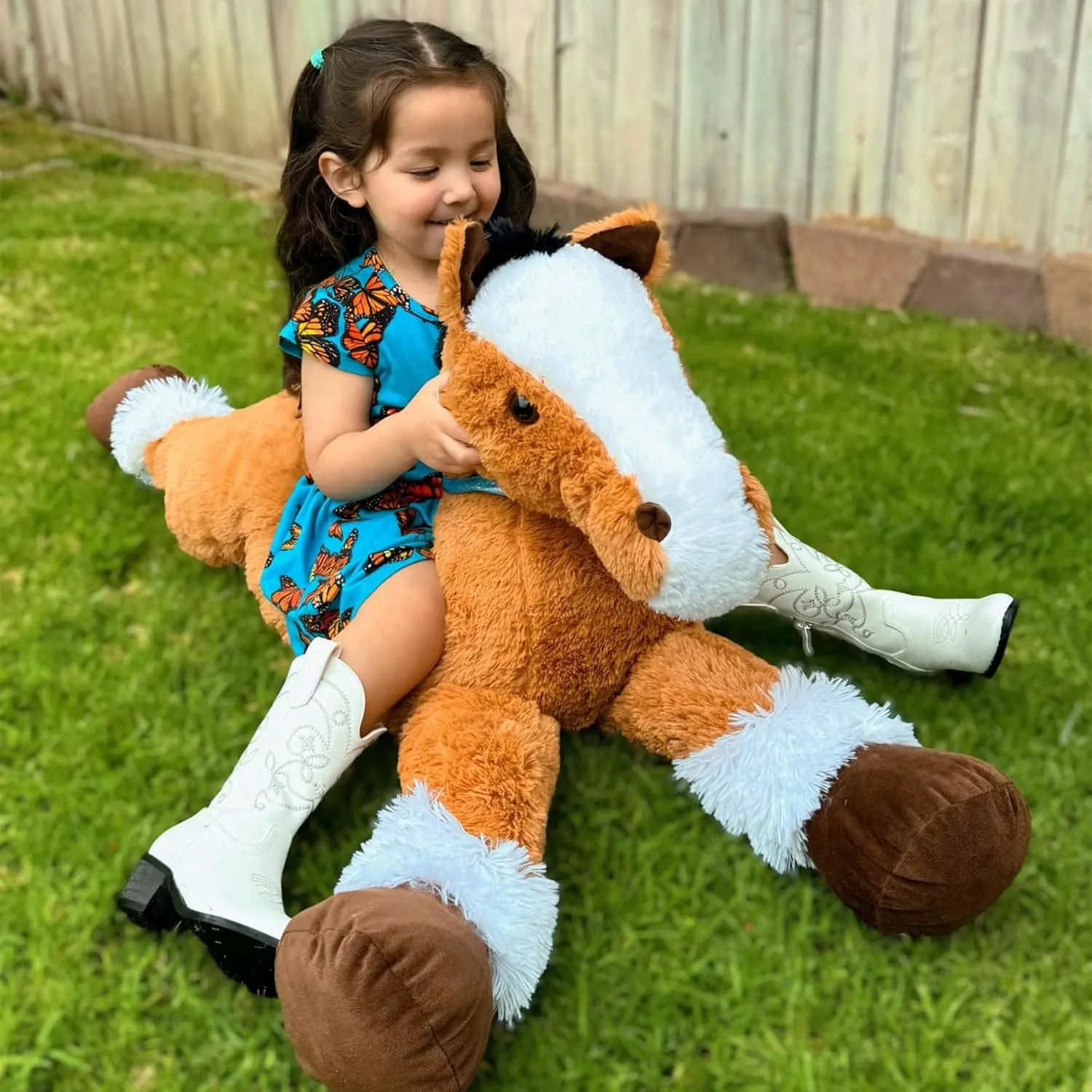 Tezituor 4ft Brown Horse Stuffed Animals Toy, Hugging Soft Horse Plush Pillow, Realistic Large Stuffed Horse Plush Gift for Boys Girls