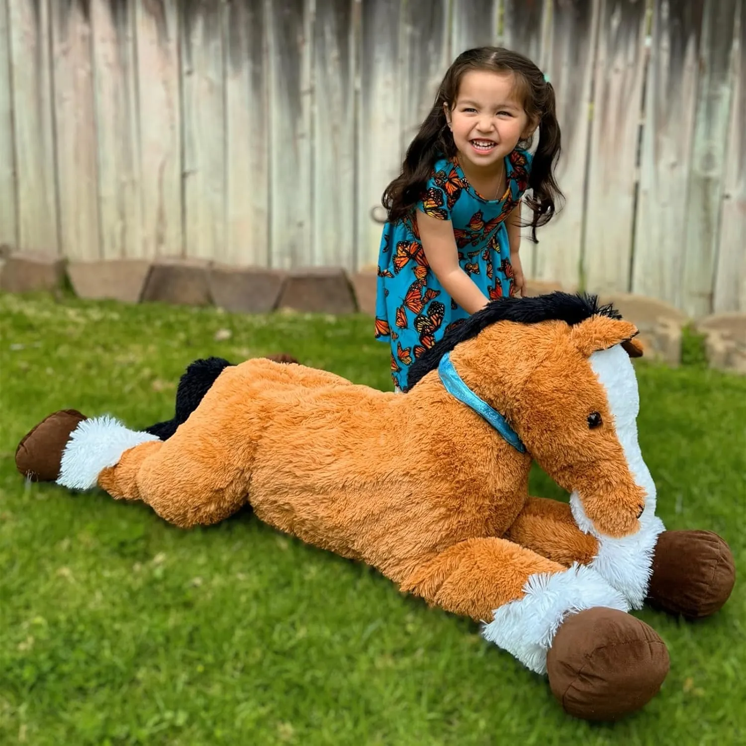 Tezituor 4ft Brown Horse Stuffed Animals Toy, Hugging Soft Horse Plush Pillow, Realistic Large Stuffed Horse Plush Gift for Boys Girls