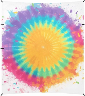 Tie-dye Pattern Bright Colors Tie-dye Background Beach Cabana UPF50  Protection Water-Resistant Shade Sun Shelter Includes Sand Shovel, Sandbags, Stability Poles for Family Travel