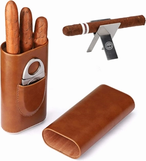 Time C Club 3 Packs 3 Count Cigar Cigar Boxes Cedar Humidor with Folding Cigar Cutter Stainless Steel Silver (Colour)