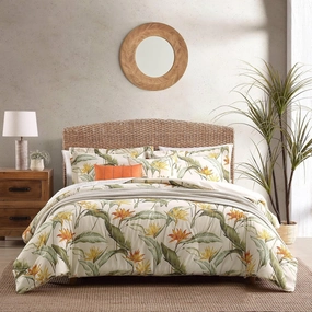 Tommy Bahama - King Comforter Set, Reversible Cotton Bedding with Matching Shams & Bonus Throw Pillows, Super Soft Bedding Set (Birds of Paradise Off-White, King)