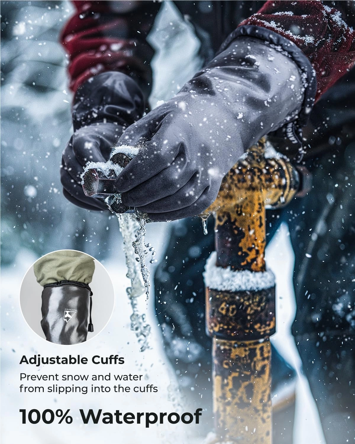 toolant Waterproof Winter Gloves with Grip, Balaena Freezer Gloves for Light Duty Work & Outdoor Adventure, Hiking, Farming, Washing, Ice Fishing, X-Large