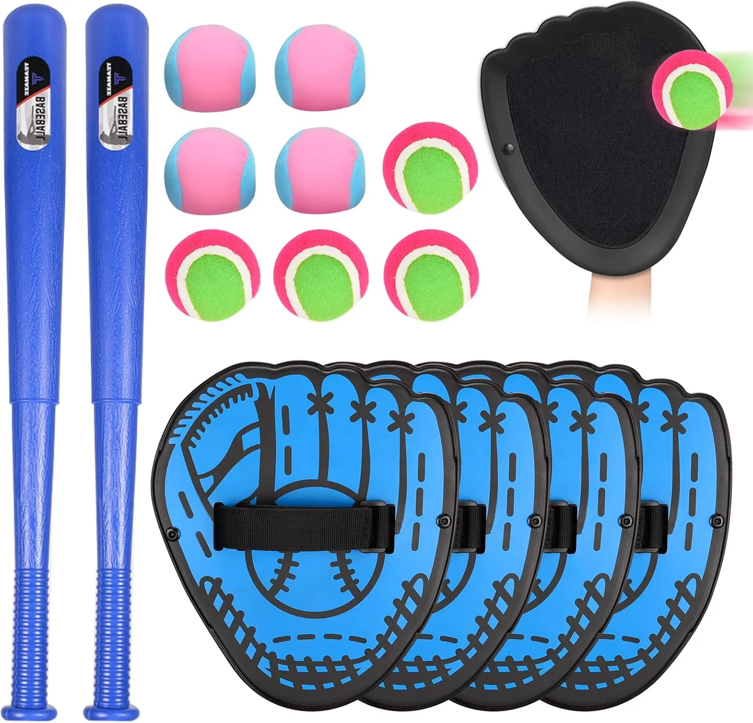Toss and Catch Ball Set,Sticky Ball and Catch Game,Kids Baseball Beginner Training,Fun Family Games,Backyard Beach Outside Toys for Boys&Girls