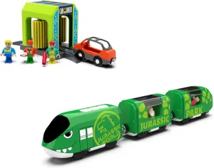 Toy Train Set & Car Wash Station for Wooden Tracks, Train Toys Compatible with Thomas, Brio, Chuggington
