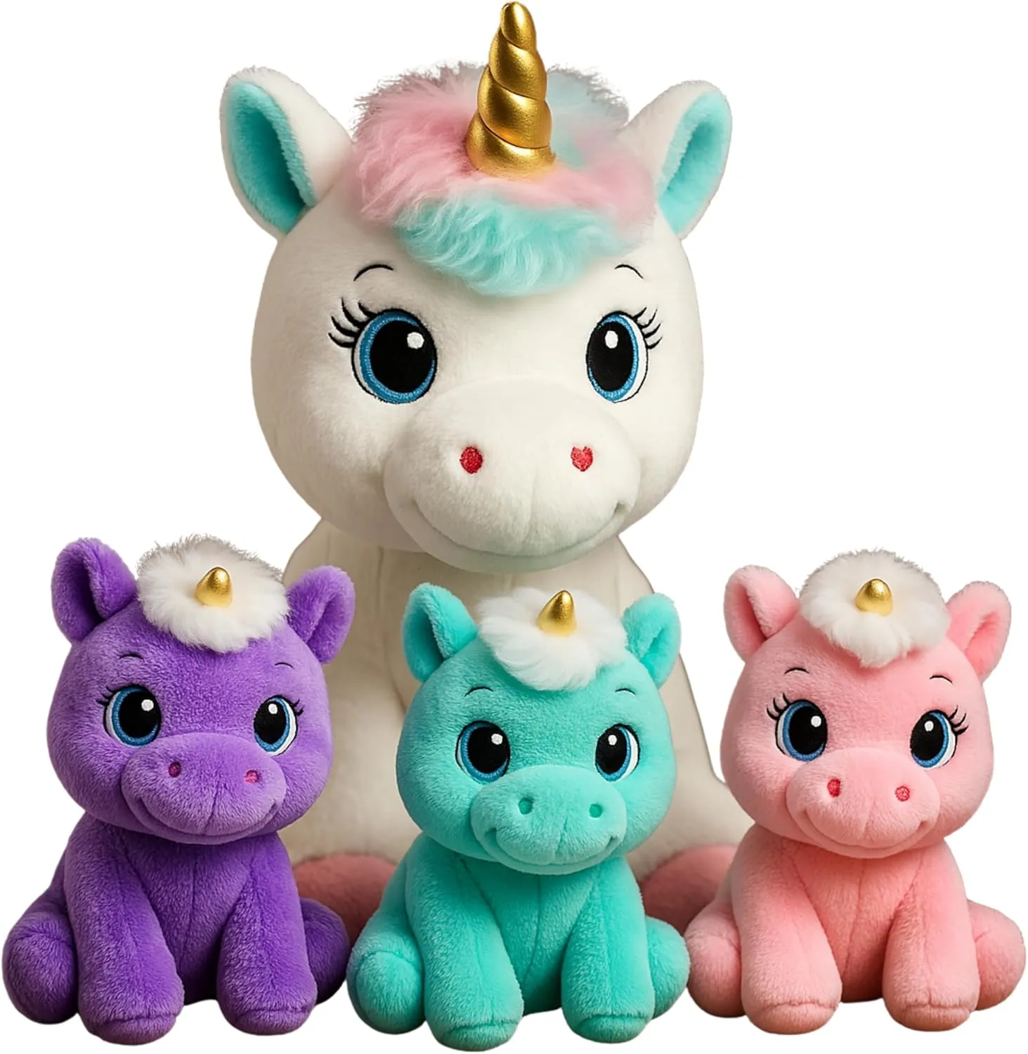 Toys for Girls Ages 3 4 5 6 7 8  Years - Unicorn Mommy Stuffed Animal with 3 Baby Unicorns in Her Tummy, Soft Unicorn Plush Toys Set, Christmas Birthday Gifts for Baby, Toddler, Kids