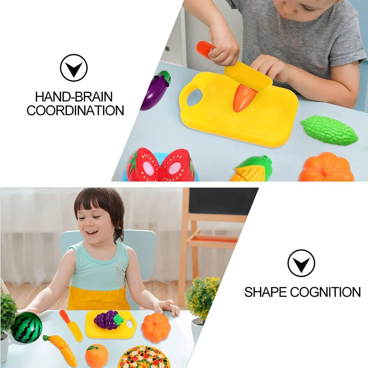 Toyvian 1set Mini Vegetable and Fruit Cutting Set with Orange Mesh Bag for Pretend Play Develops Creativity and Hand-Eye Coordination Food Toy for Boys and Girls