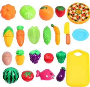 Toyvian 1set Mini Vegetable and Fruit Cutting Set with Orange Mesh Bag for Pretend Play Develops Creativity and Hand-Eye Coordination Food Toy for Boys and Girls