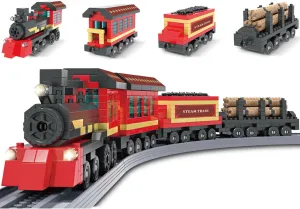 Train Building Blocks Sets STEM Model Toys Building Mini Bricks Kits with Train Tracks DIY Construction Educational Gift 578pieces for 8  Kids (Steam)