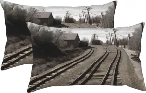 Train Track Pillow Cases Set of 2, King Pillowcase for Hair and Skin, Super Soft Bed Pillow Protector Covers with Hidden Zipper, 20x36 Inches Pillow Covers for Sleeping Gift