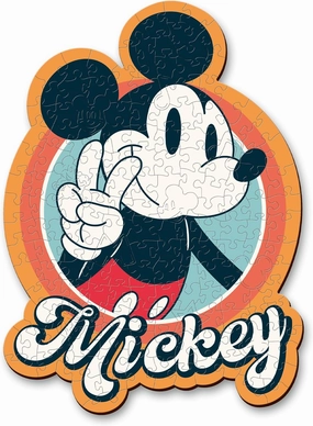 Trefl Disney 160 Piece Jigsaw Puzzle Retro Mickey Mouse Wood Craft Irregular Shapes, 10 Puzzles of Disney Symbols, Modern Premium Jigsaw, for Adults and Children from 9 Years Old