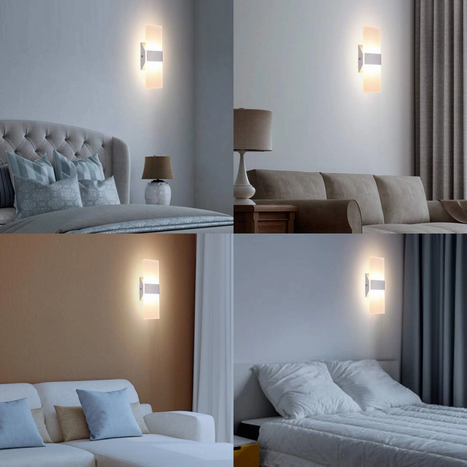 TRLIFE Modern Wall Sconces Set of 2, Dimmable LED Wall Sconce 12W 3000K Warm White Hardwired Wall Sconce Lighting for Bedroom, Bathroom, Living Room, Porch, Staircase, Cafe, Hotel (2 Pack)