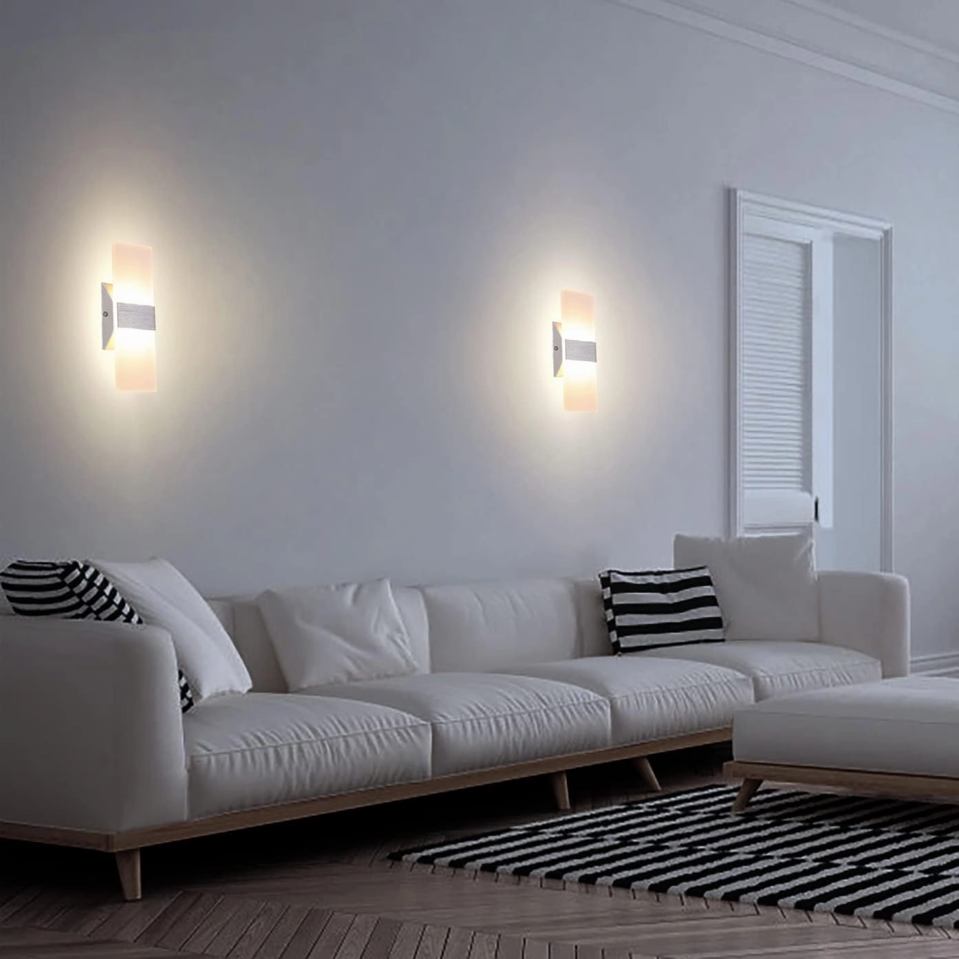 TRLIFE Modern Wall Sconces Set of 2, Dimmable LED Wall Sconce 12W 3000K Warm White Hardwired Wall Sconce Lighting for Bedroom, Bathroom, Living Room, Porch, Staircase, Cafe, Hotel (2 Pack)