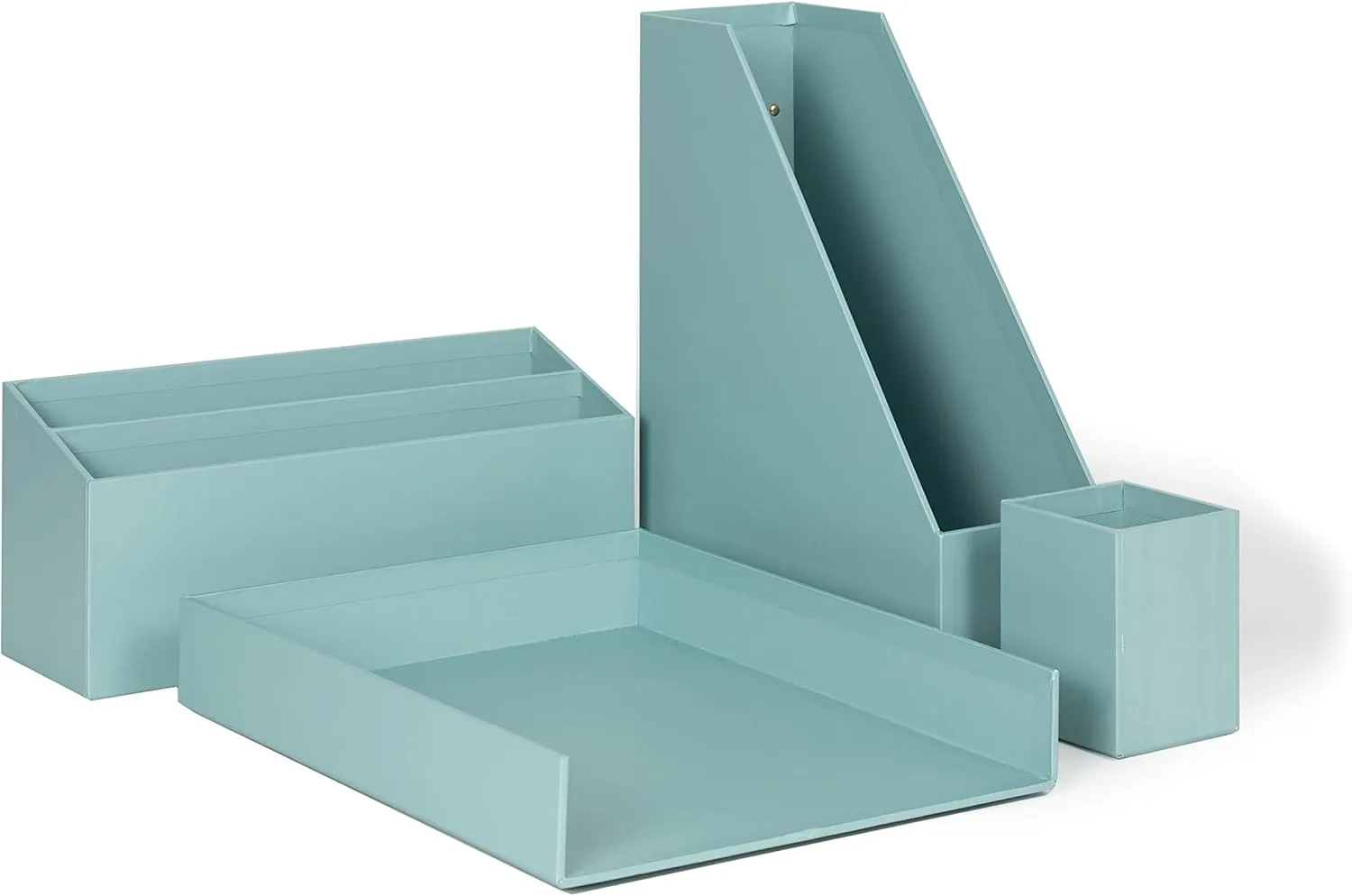 U Brands Paper Wrapped Desk Organization Set, Office Organization Supplies, Solid Teal, 4 Pieces