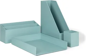 U Brands Paper Wrapped Desk Organization Set, Office Organization Supplies, Solid Teal, 4 Pieces
