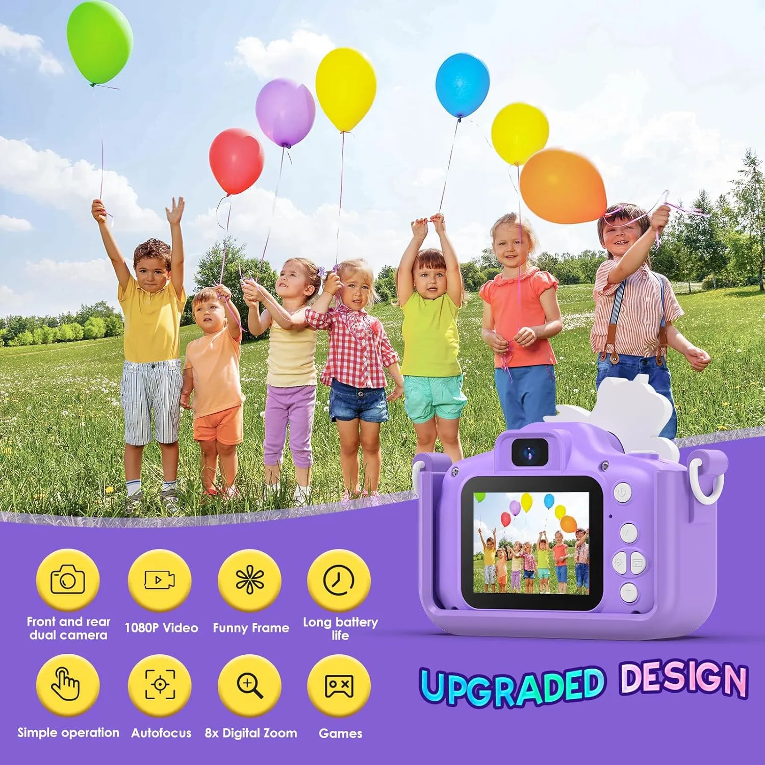 Unicorn Camera for Girls Boys with Cartoon Silicone Cover, Digital Mini Toddler Camera Toys for 3 4 5 6 7 8 9 10 11 12 Year Old Kids Birthday Chirstmas Gifts - Personal Video Players (Unicorn Purple)