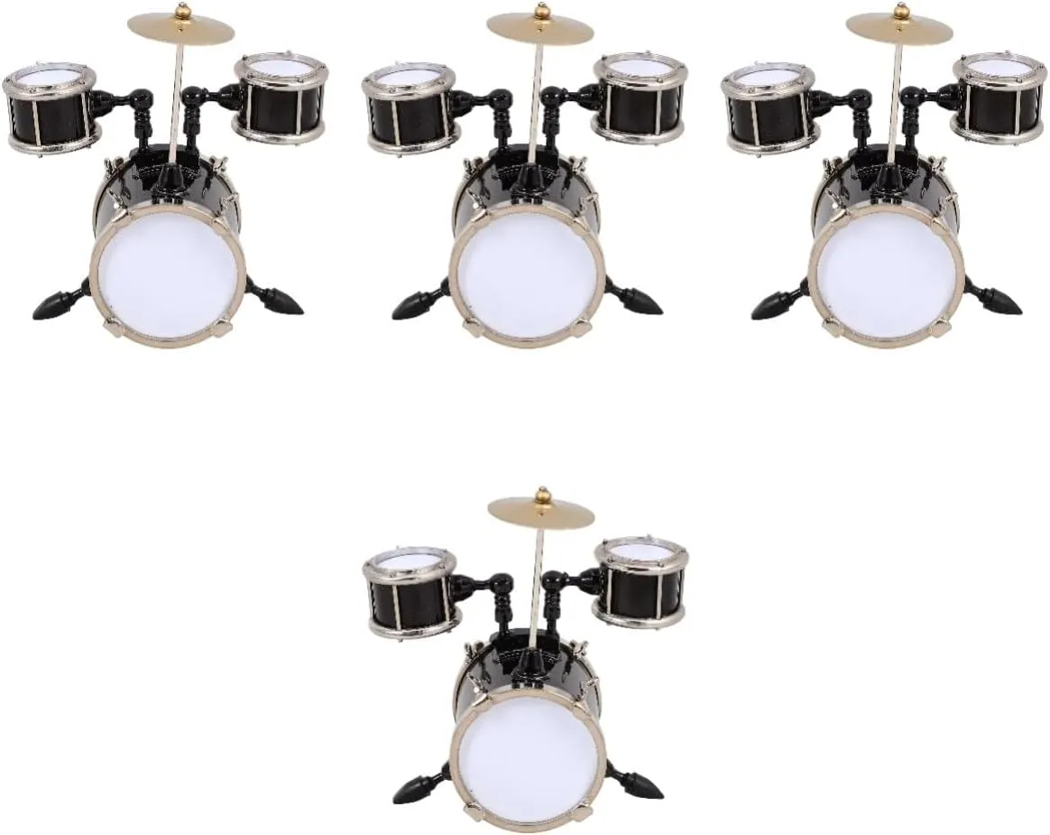 Unomor 4pcs Mini Instrument Set Mini Musical Instruments Decorative Ornaments Miniature Drums for Landscape