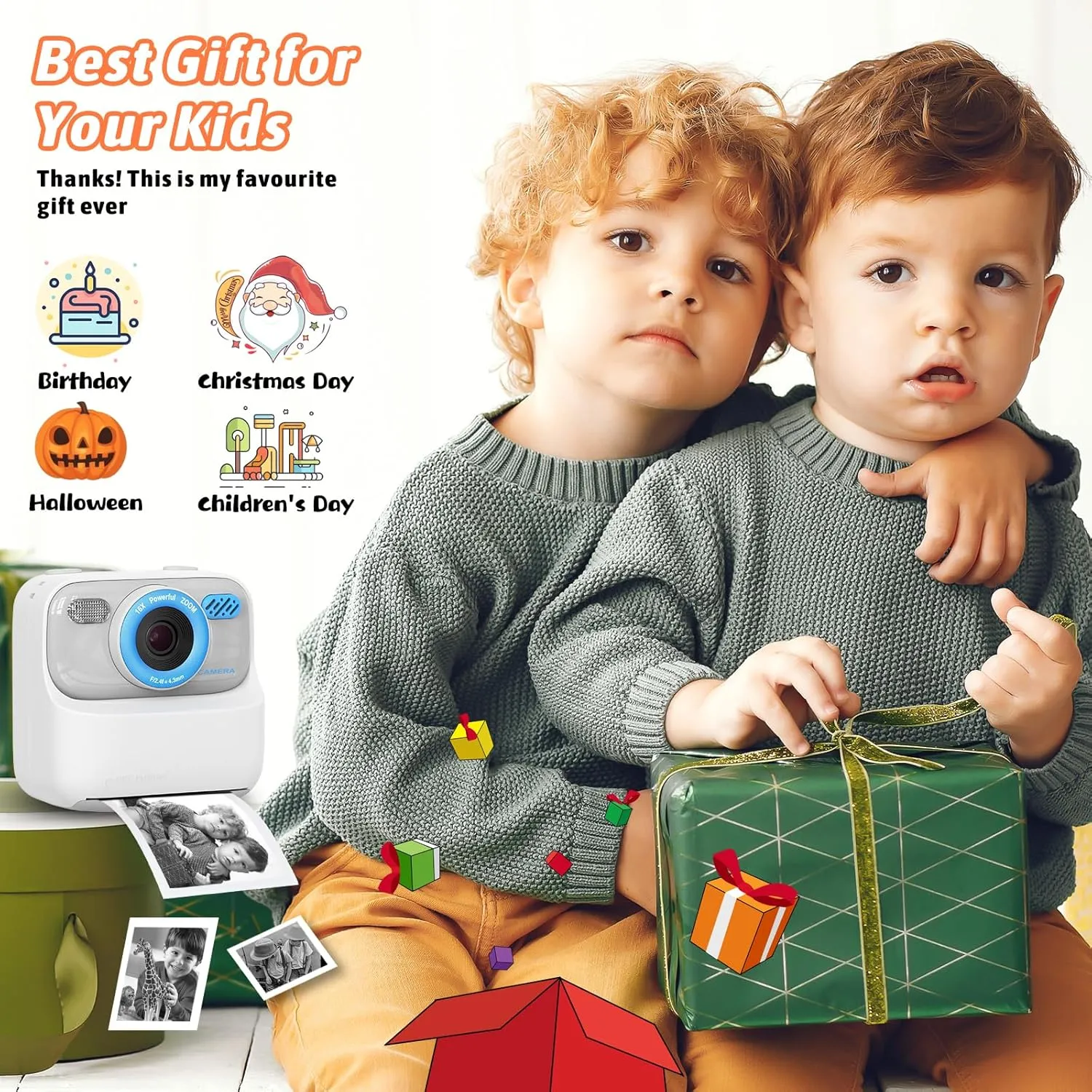 Upgrade Kids Camera Instant Print for Boys and Girls, 1080P HD Dual-Lens Selfie Digital Camera with Print Paper & 32G Card, Christmas Birthday Gifts Toys for Toddler and Teenagers Age 3-16 Years Old