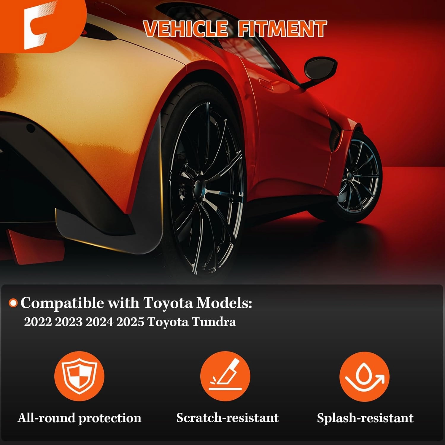 Upgraded Mud Flaps Compatible with 2022 2023 2024 2025 Toyota Tundra, No Drilling/Tape Wheel and Tire Mud Guards Fit for Tundra, All Weather Protector Splash Guard Fenders, 4PC